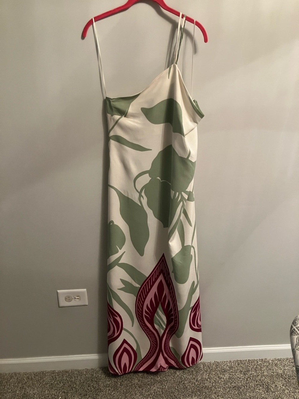 One shoulder tropical dress. Fits like 10/12.